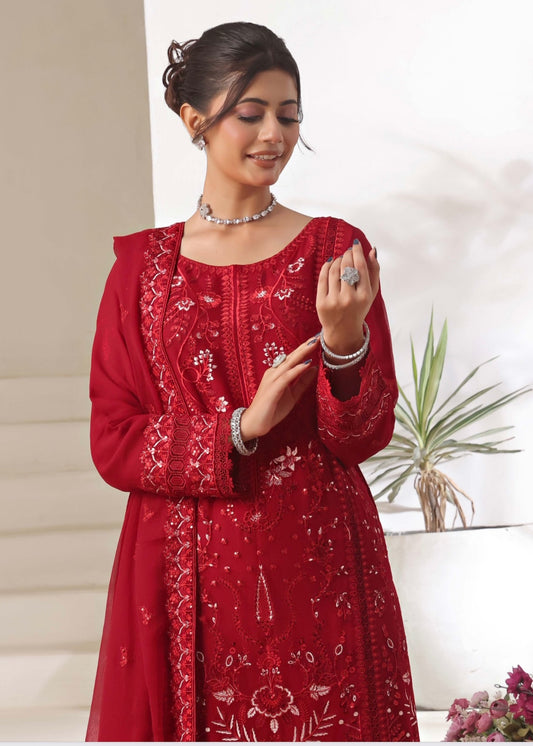 MCWU104-CHIFFON EMBROIDERED GHARARA COLLECTION