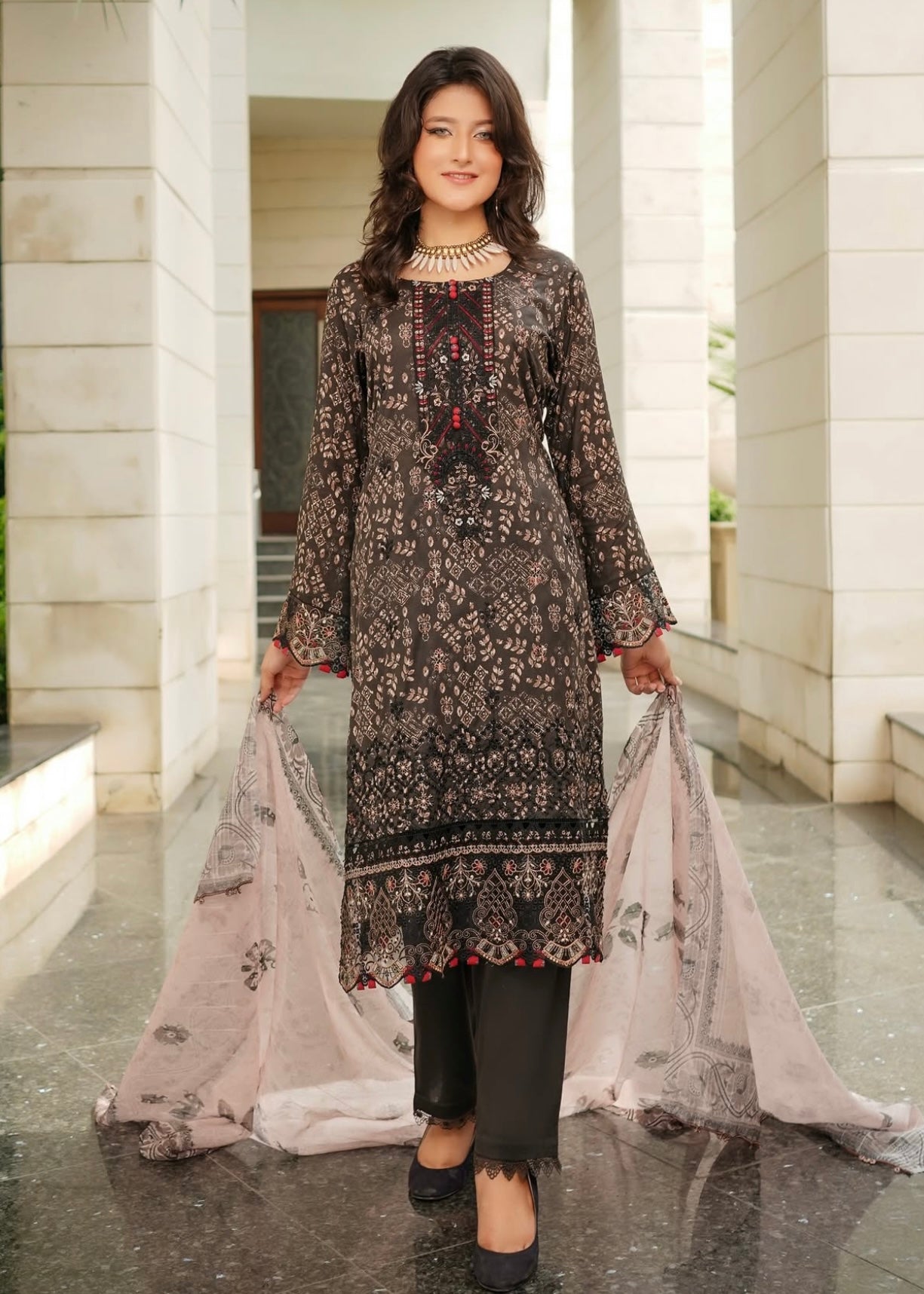 MCMR505-EMBROIDERED LAWN SUIT