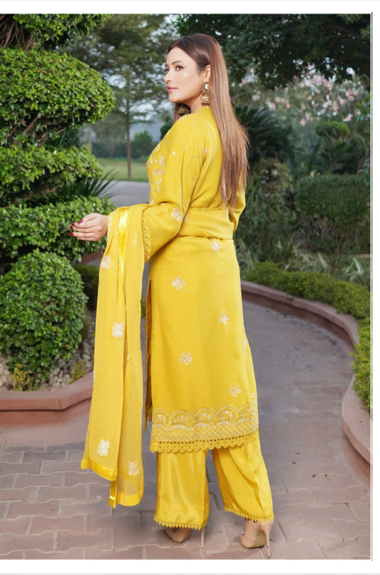 MCAD104-PREMIUM CHIFFON EMBROIDERED SUIT