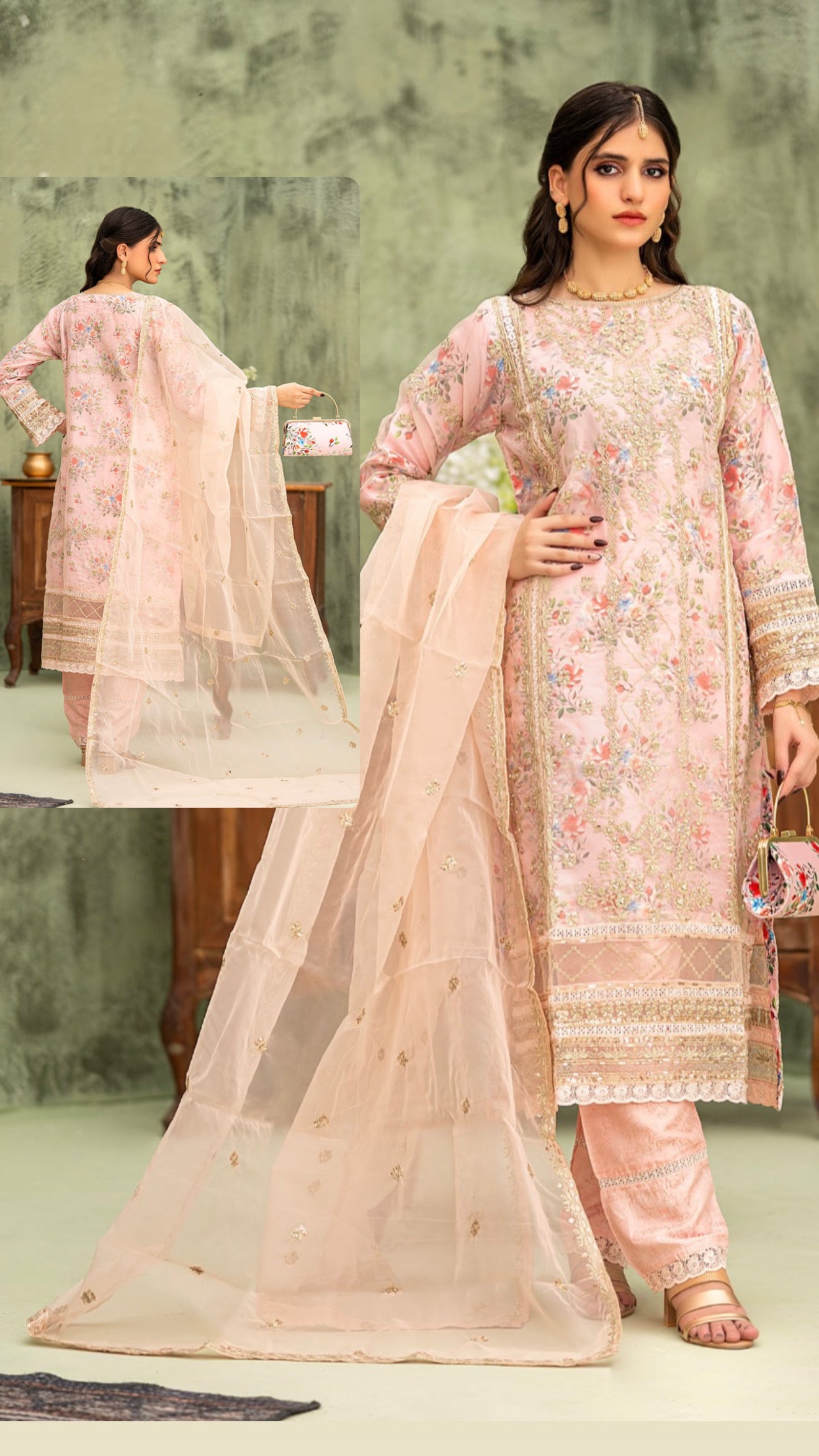 MCBN208-PREMIUM ORGANZA SUIT WITH COMPLIMENTARY GIFT
