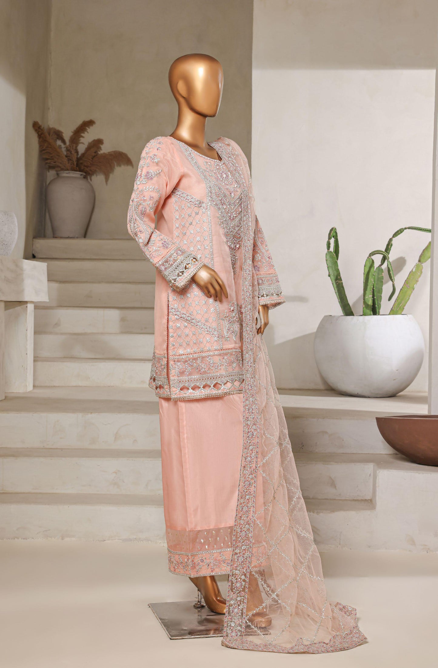 MCMHP104-LUXURY EMBROIDERED ORGANZA SUIT