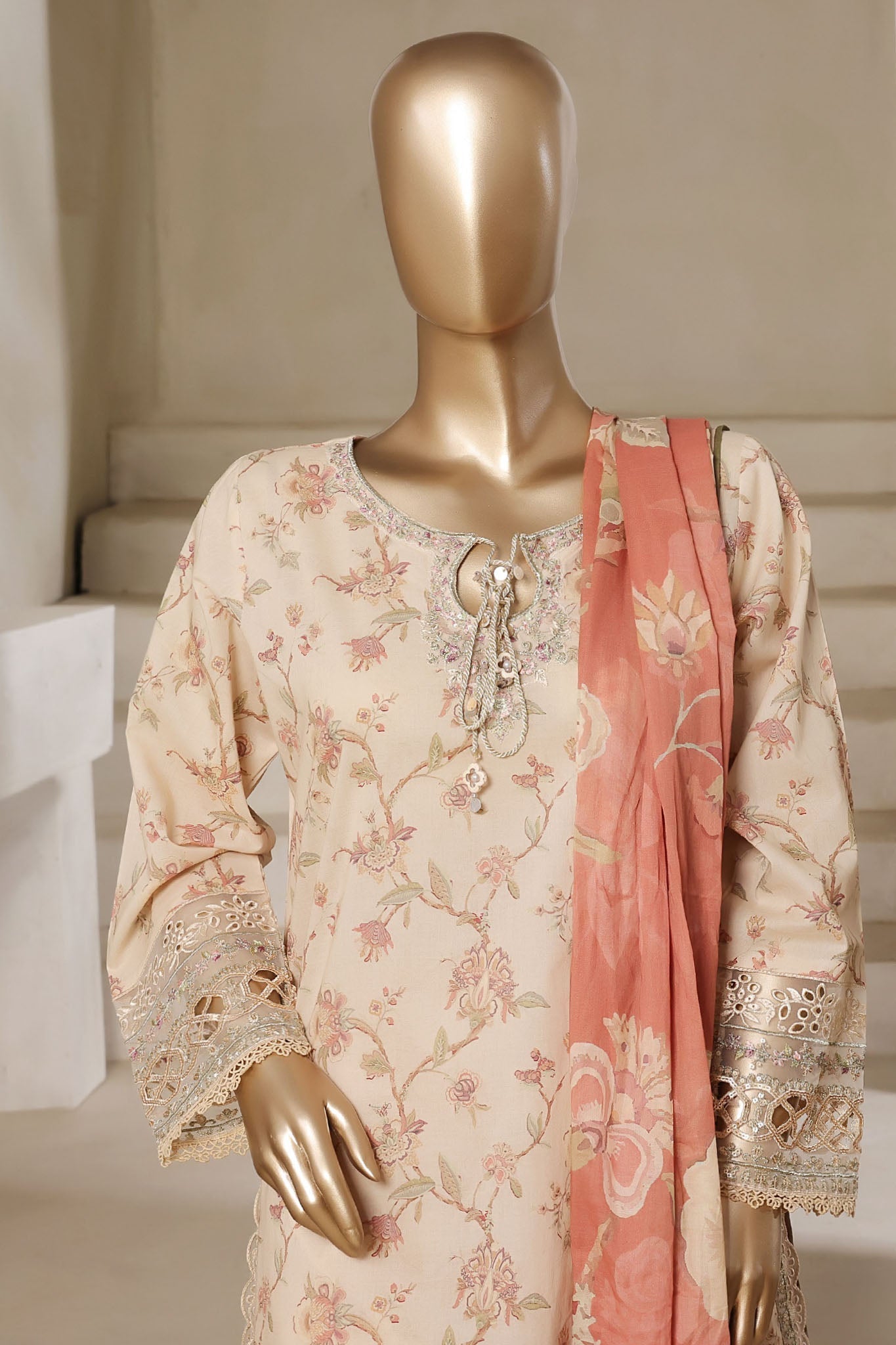 MCSBS108-PREMIUM EMBROIDERED LAWN SUIT