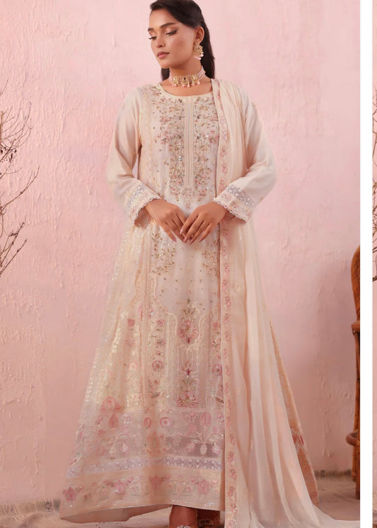 MCWU113-CHIFFON EMBROIDERED GOWN SUIT