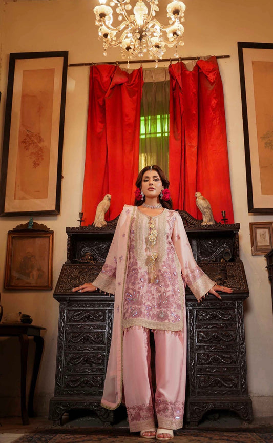 MCSA109-LUXURY EMBROIDERED CHIFFON SUIT