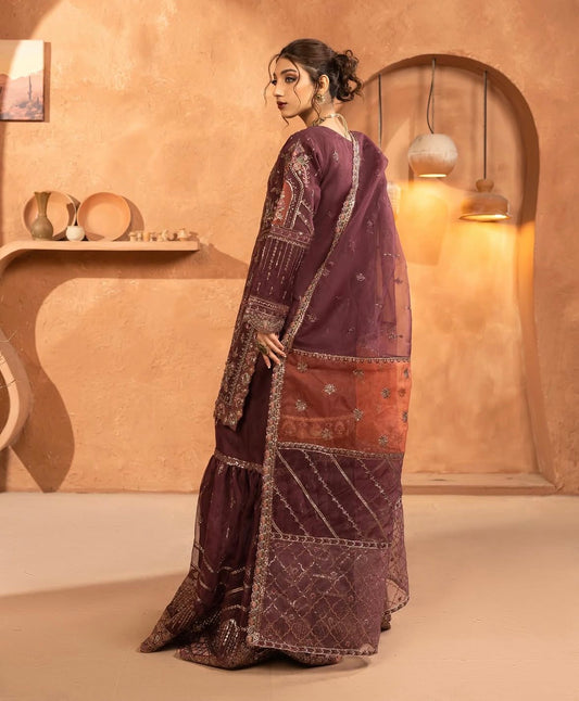 MCH110-LUXURY EMBROIDERED ORGANZA SUIT