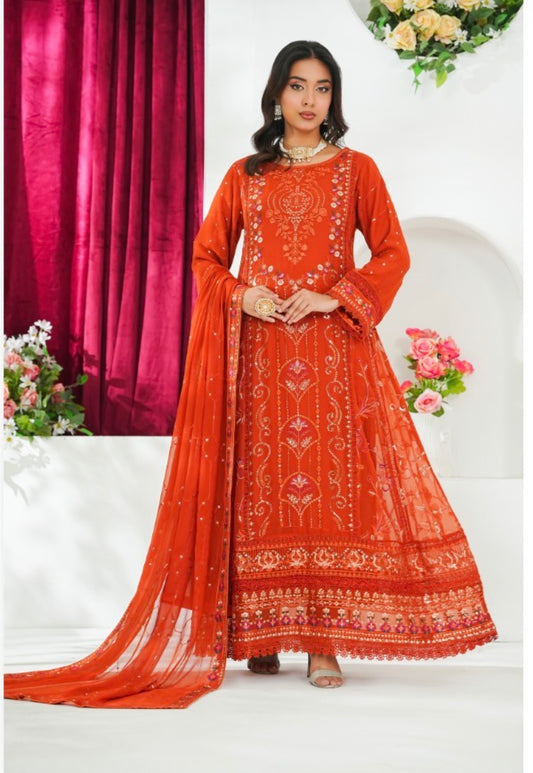 MCAG63-PREMIUM CHIFFON EMBROIDERED GOWN SUITS