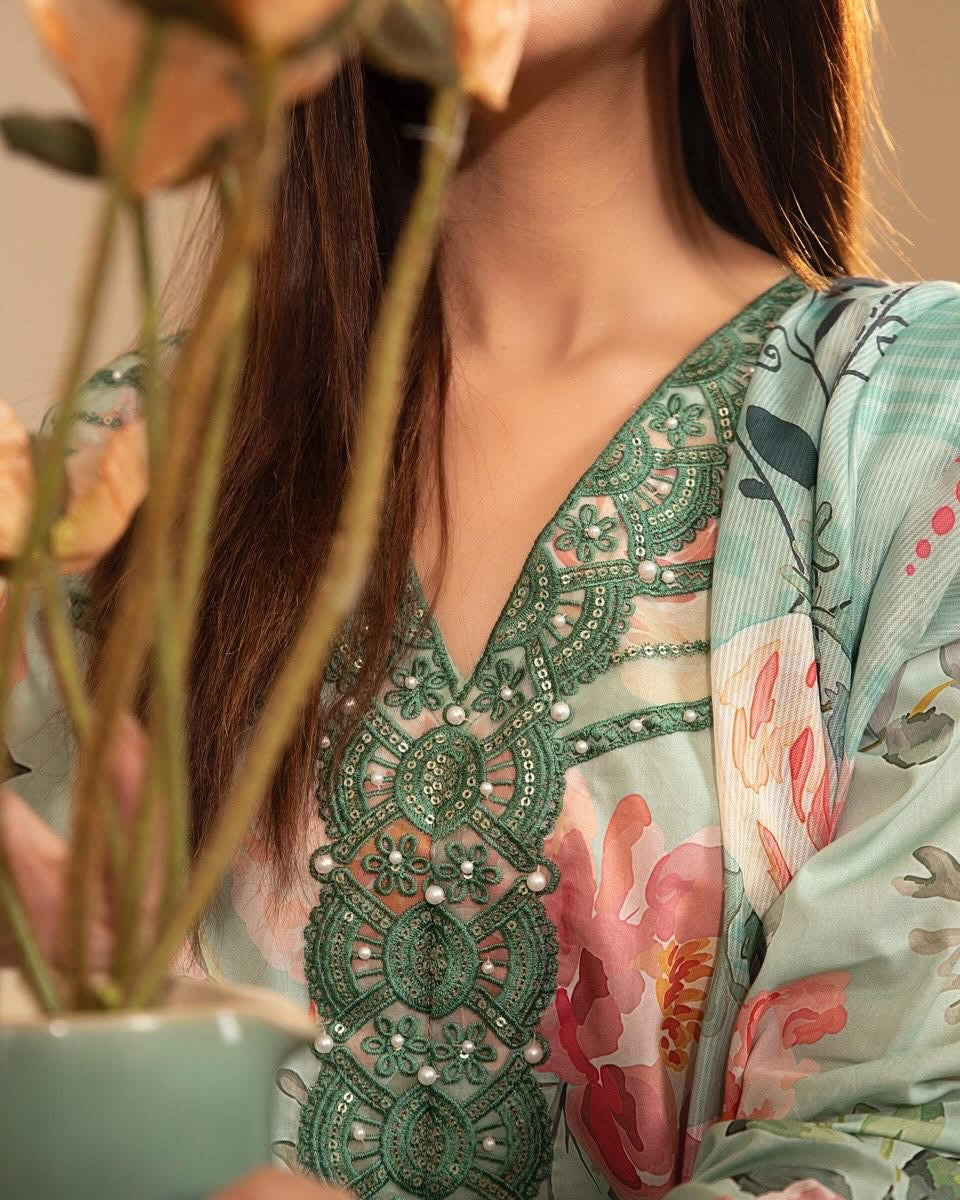 MCMH109-EMBROIDERED LAWN SUIT