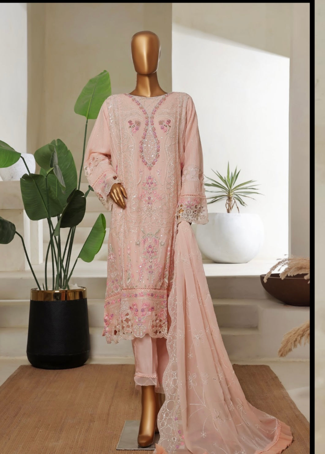 MCSB708-LUXURY CHIFFON EMBROIDERED SUIT