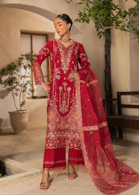MCH103-LUXURY EMBROIDERED ORGANZA SUIT