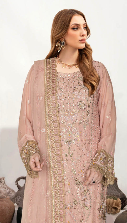MCR202-PREMIUM CHIFFON EMBROIDERED SUIT