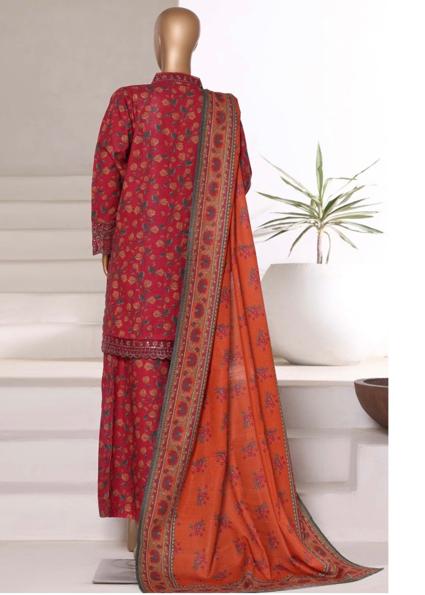 MCSBW101-EMBROIDERED KHADDAR SUIT
