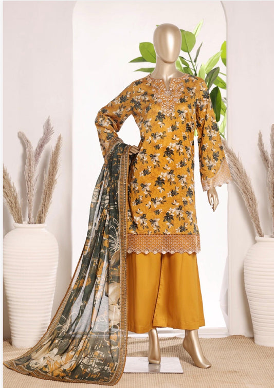 MCBS880-PREMIUM EMBROIDERED LAWN SUIT