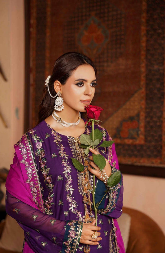 MCSA110-LUXURY EMBROIDERED CHIFFON SUIT