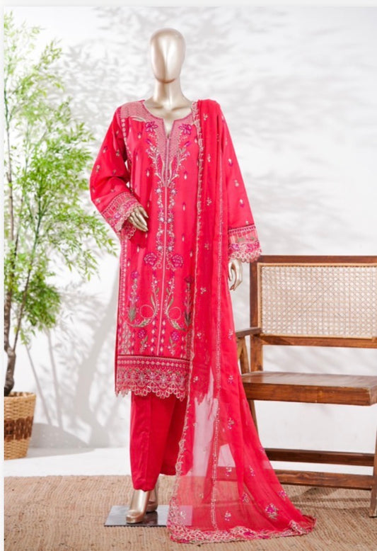 MCBS134-PREMIUM EMBROIDERED LAWN SUIT