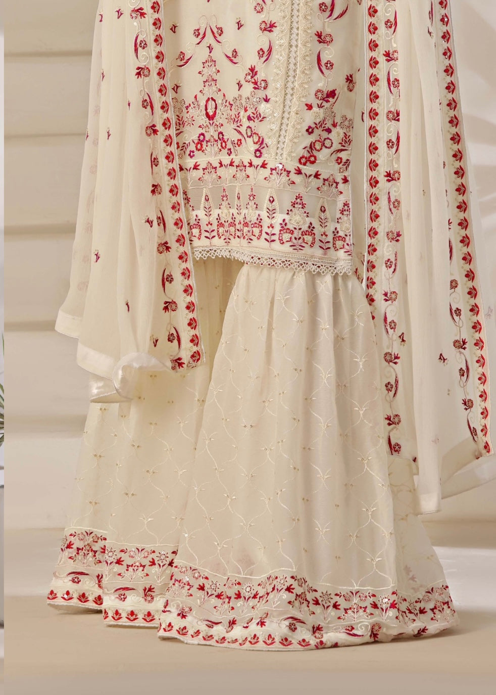 MCWU101-CHIFFON EMBROIDERED GHARARA COLLECTION