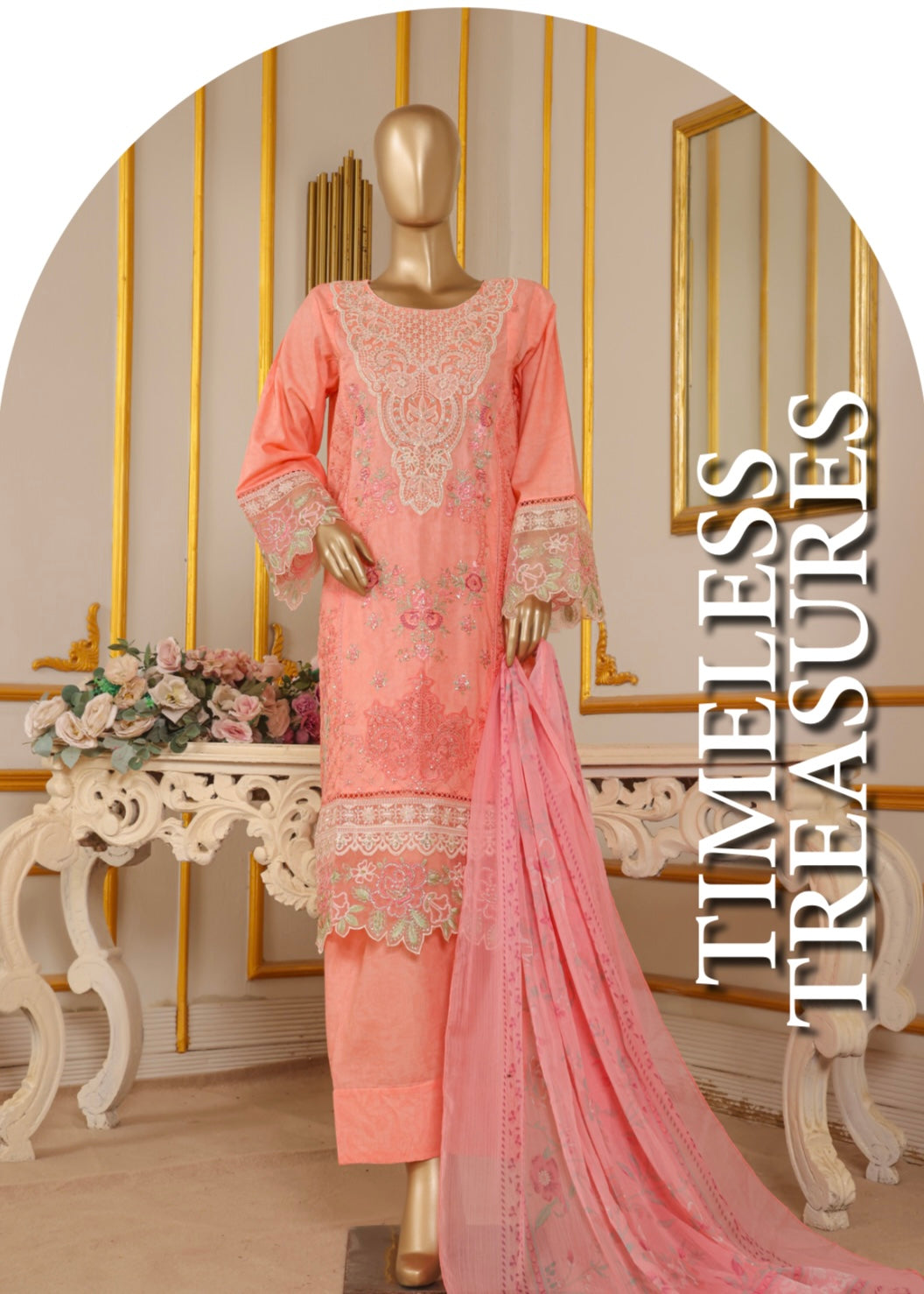 MCBS908-EMBROIDERED LAWN SUIT WITH CHIFFON DUPATTA