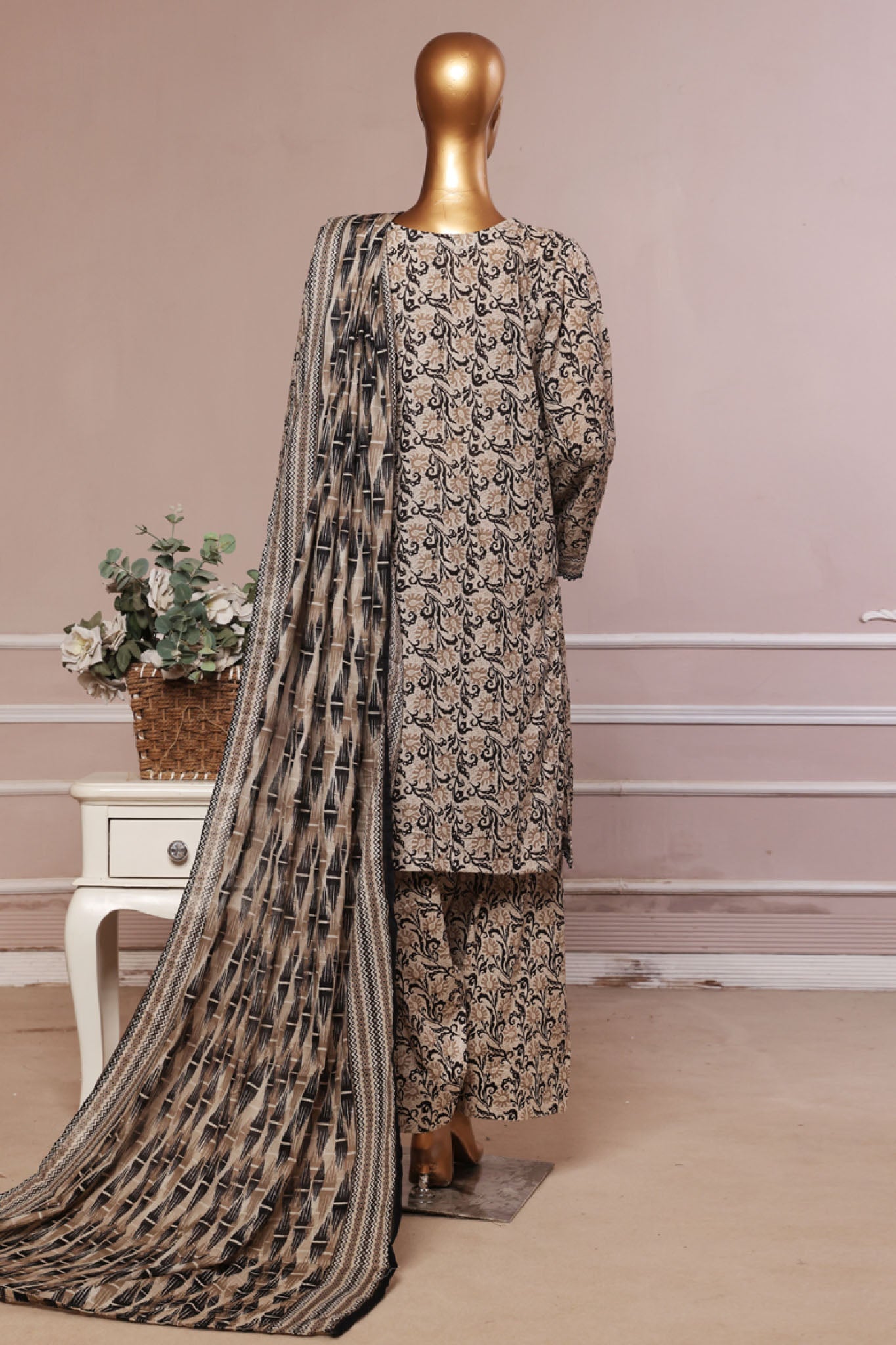 MCBSF107-PRINTED LAWN WITH FARSHI SHALWAR