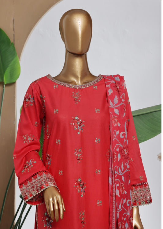 MCBS2013-LUXURY EMBROIDERED COTTON SUIT WITH CHIFFON DUPATTA