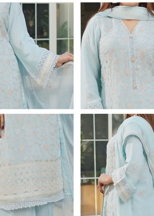 MCAD109-PREMIUM CHIFFON EMBROIDERED SUIT