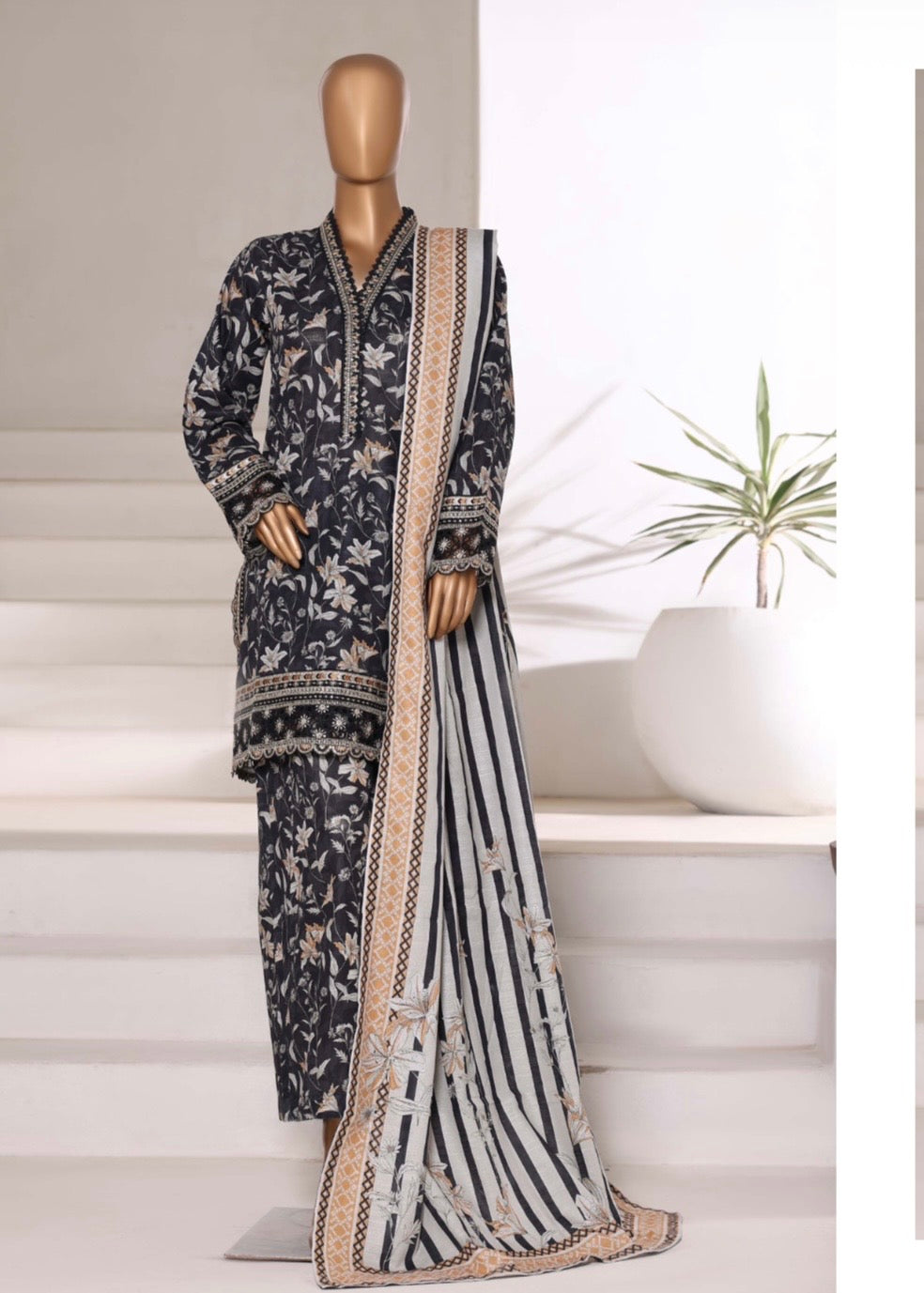 MCSBW102-EMBROIDERED KHADDAR SUIT