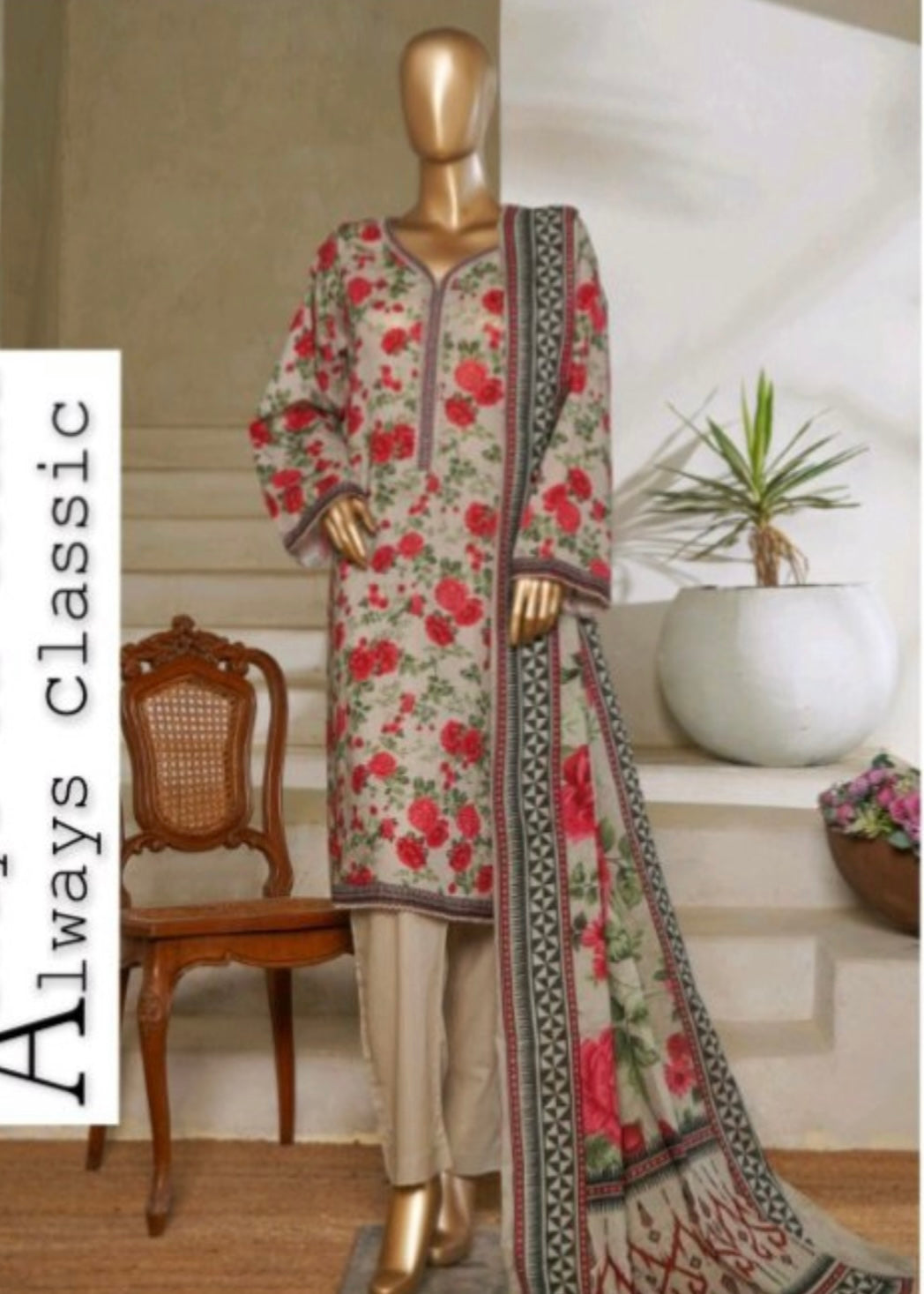 MCBS1011-PRINTED LAWN SUIT