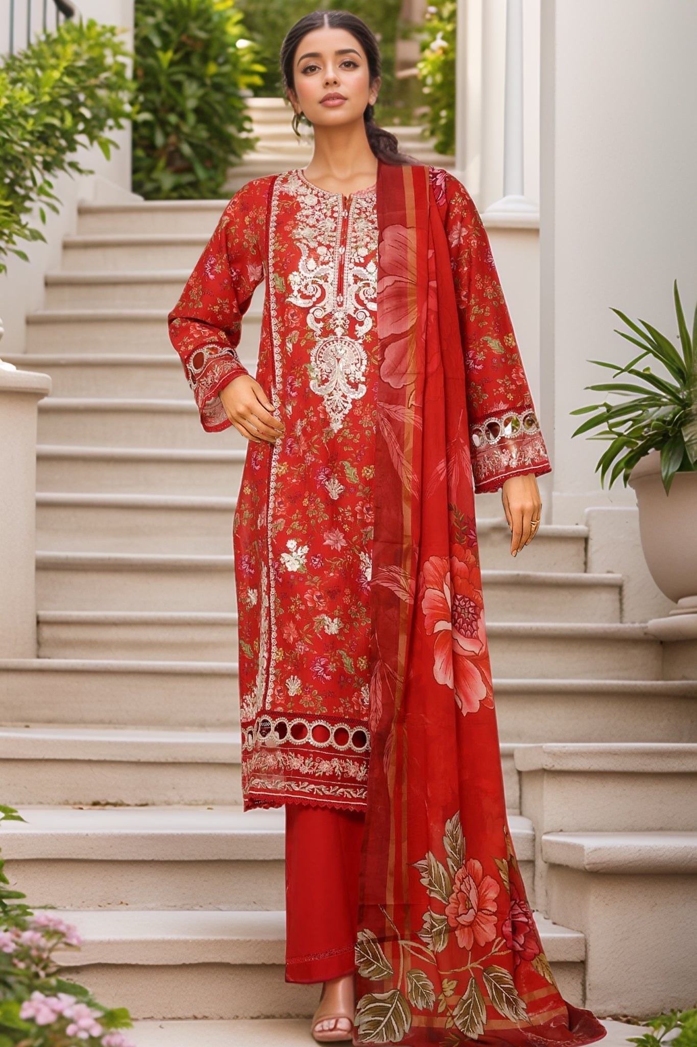 MCSBS101-PREMIUM EMBROIDERED LAWN SUIT