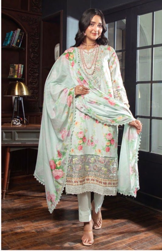 MCSZ125-PREMIUM EMBROIDERED LAWN SUIT