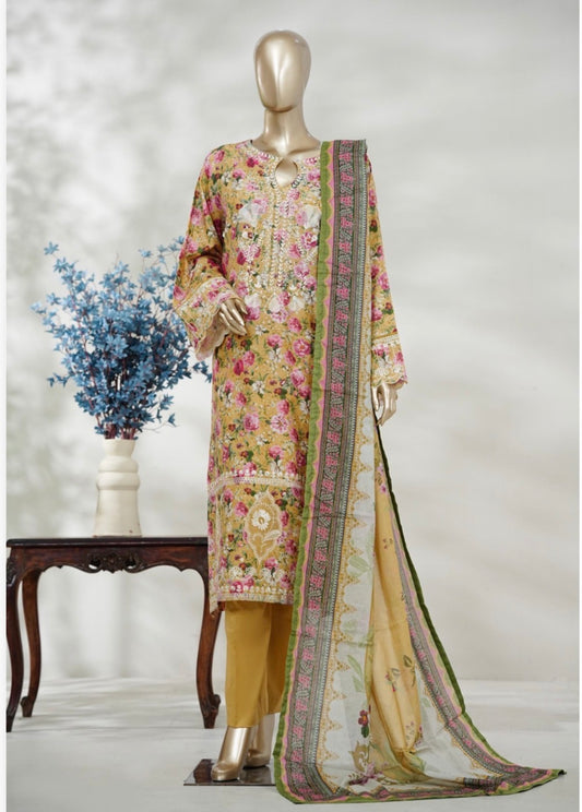 MCBS869-PREMIUM EMBROIDERED LAWN SUIT