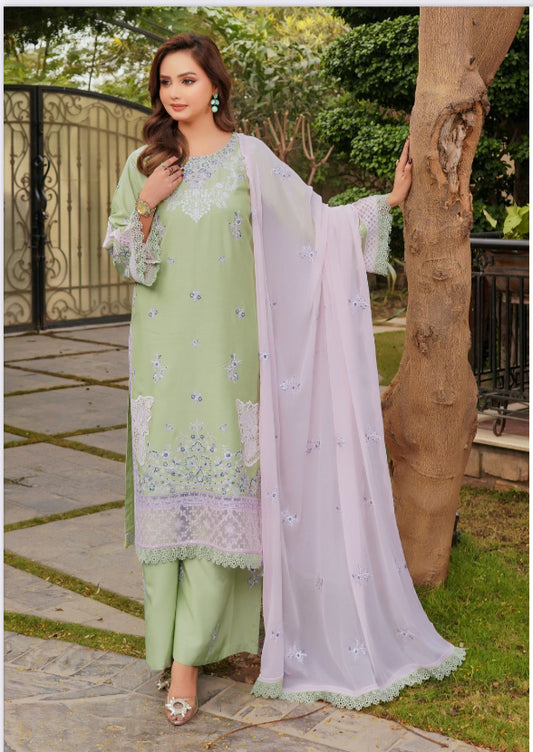MCSZ105-PREMIUM EMBROIDERED COTTON SILK SUIT