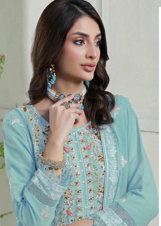 MCWU210-LUXURY CHIFFON EMBROIDERED SUITS