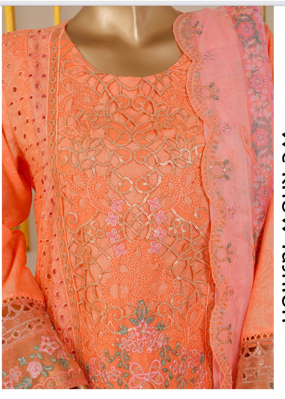 MCBS906-EMBROIDERED LAWN SUIT WITH CHIFFON DUPATTA