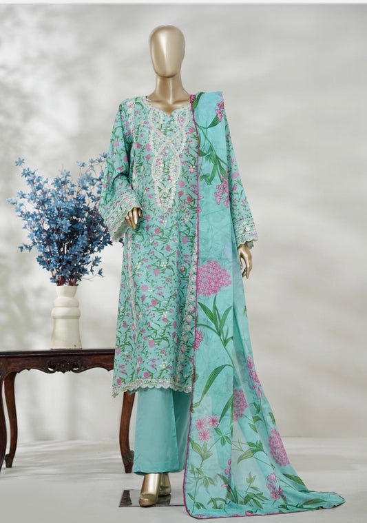 MCBS870-PREMIUM EMBROIDERED LAWN SUIT