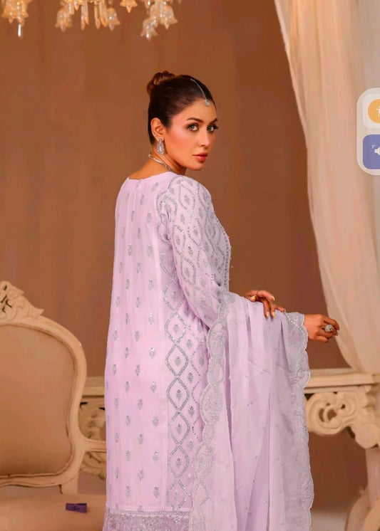 MCNF101-PREMIUM CHIFFON EMBROIDERED SUIT