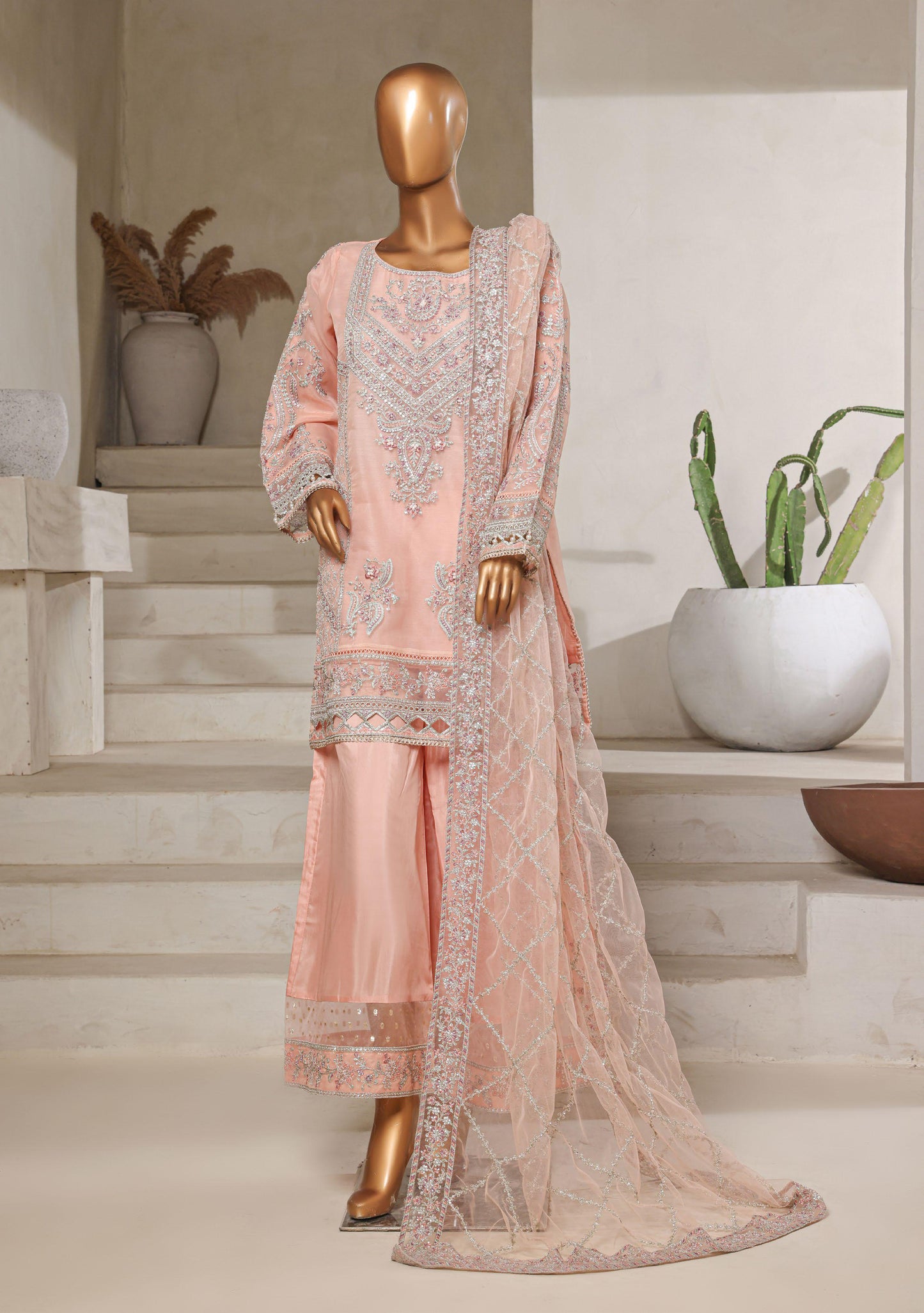 MCMHP104-LUXURY EMBROIDERED ORGANZA SUIT