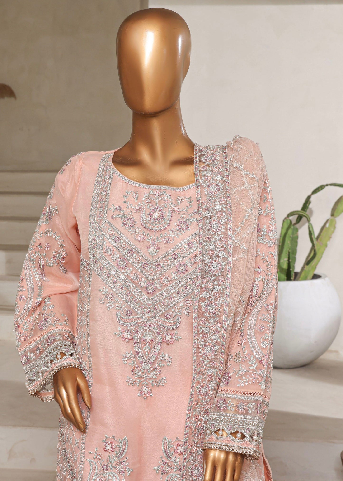 MCMHP104-LUXURY EMBROIDERED ORGANZA SUIT