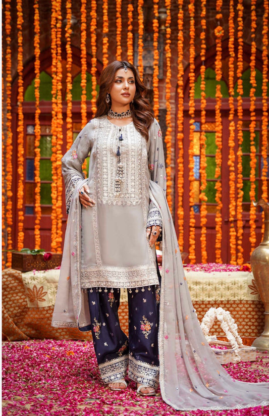 MCSA111-LUXURY EMBROIDERED CHIFFON SUIT