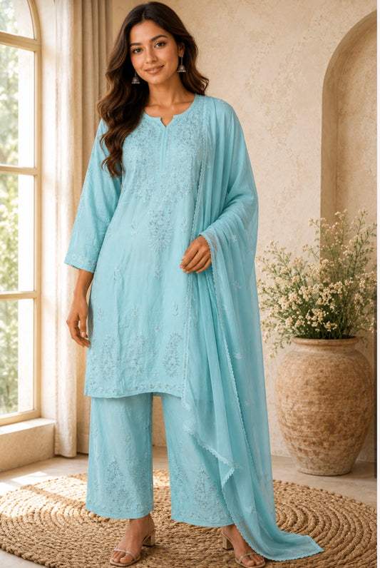 MCCK119-PREMIUM CHIKANKARI KURTI SET