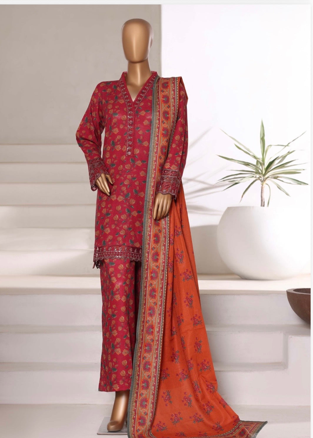 MCSBW101-EMBROIDERED KHADDAR SUIT