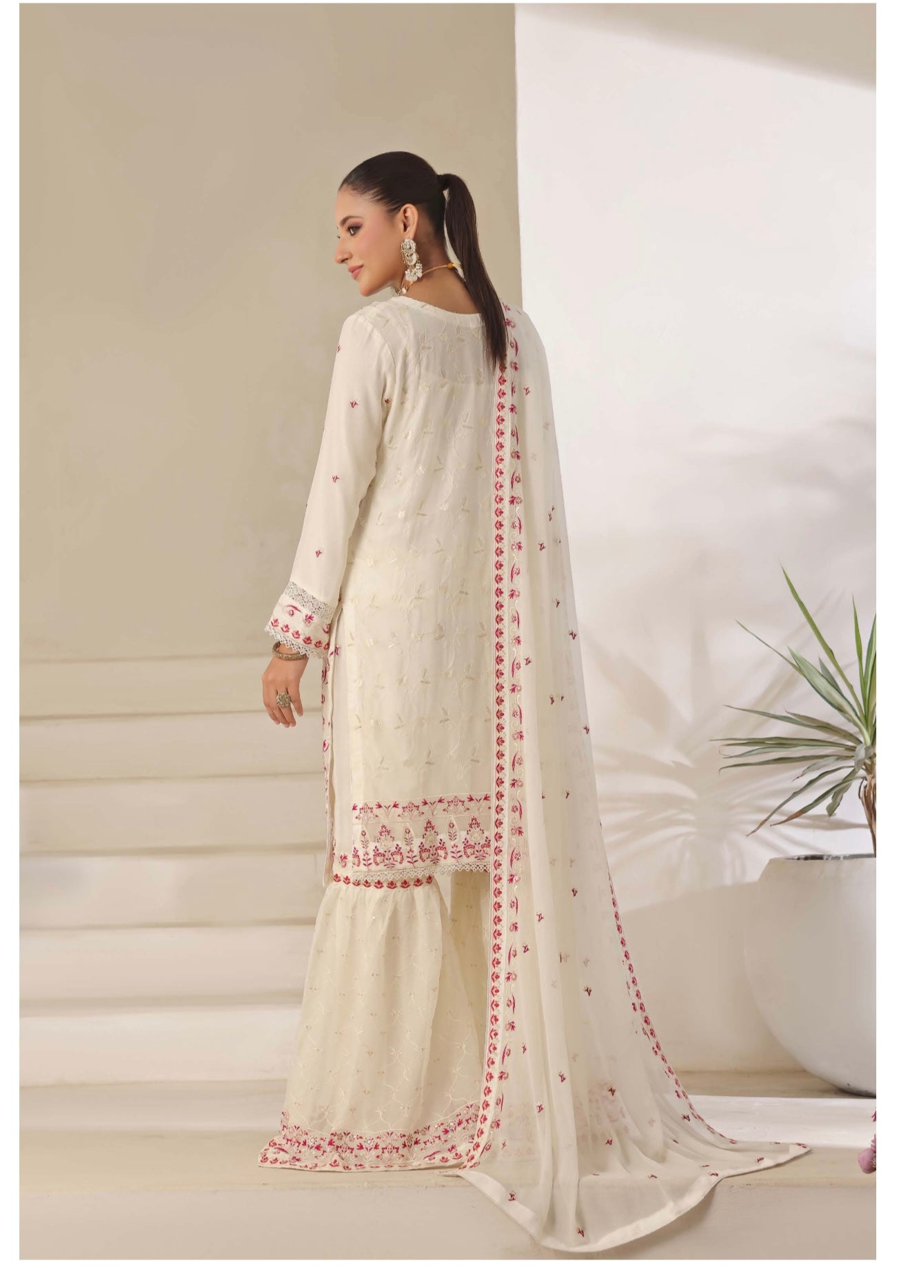 MCWU101-CHIFFON EMBROIDERED GHARARA COLLECTION