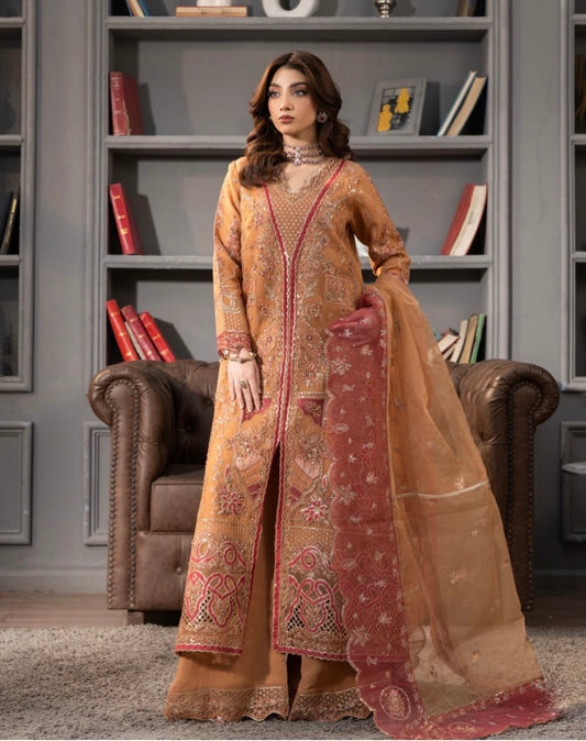 MCH108-LUXURY EMBROIDERED ORGANZA SUIT