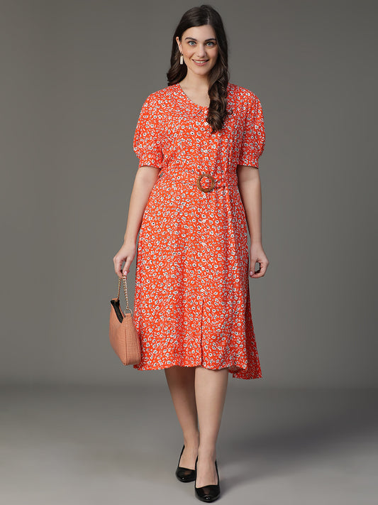 MCALM-2552 Rayon Printed Flared Dress