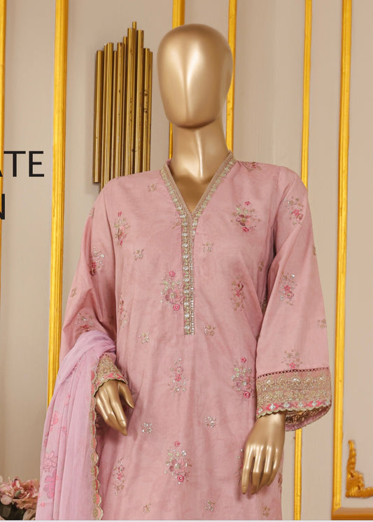 MCBS904-EMBROIDERED LAWN SUIT WITH CHIFFON DUPATTA