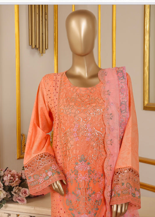 MCBS906-EMBROIDERED LAWN SUIT WITH CHIFFON DUPATTA