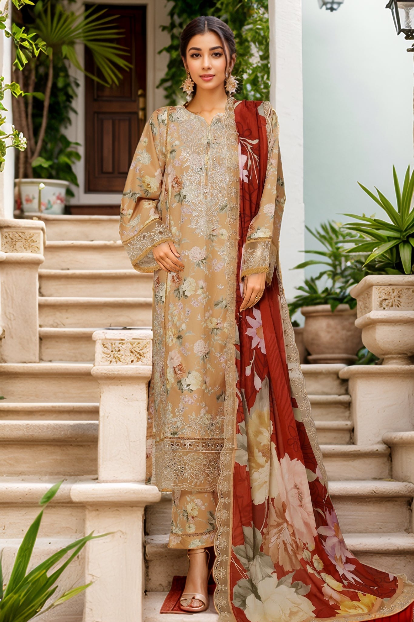 MCSBS107-PREMIUM EMBROIDERED LAWN SUIT