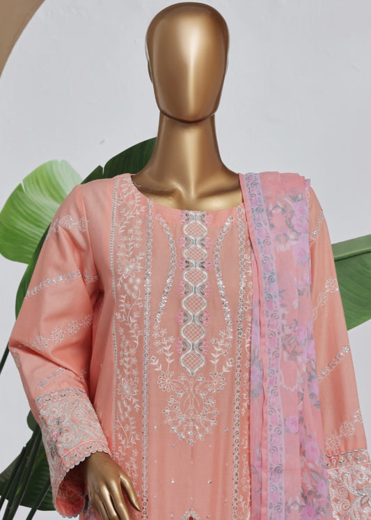 MCBS2002-LUXURY EMBROIDERED COTTON SUIT WITH CHIFFON DUPATTA