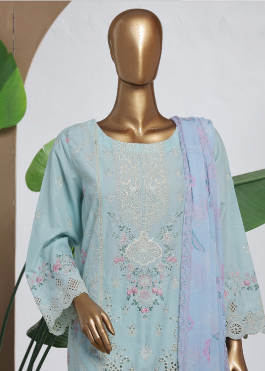 MCBS2009-LUXURY EMBROIDERED COTTON SUIT WITH CHIFFON DUPATTA