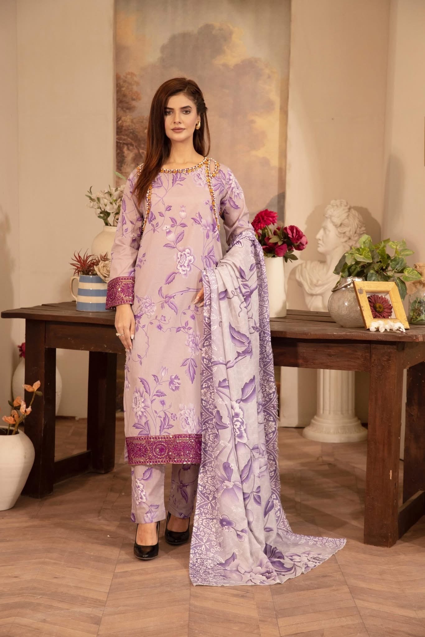 MCMH103-EMBROIDERED LAWN SUIT