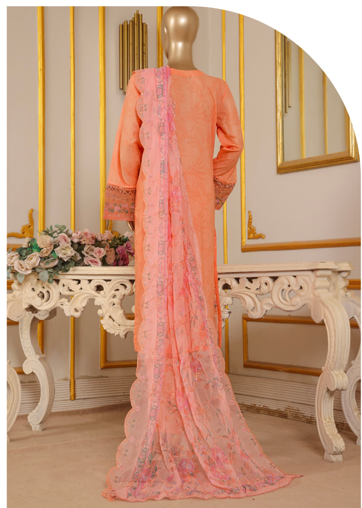MCBS906-EMBROIDERED LAWN SUIT WITH CHIFFON DUPATTA