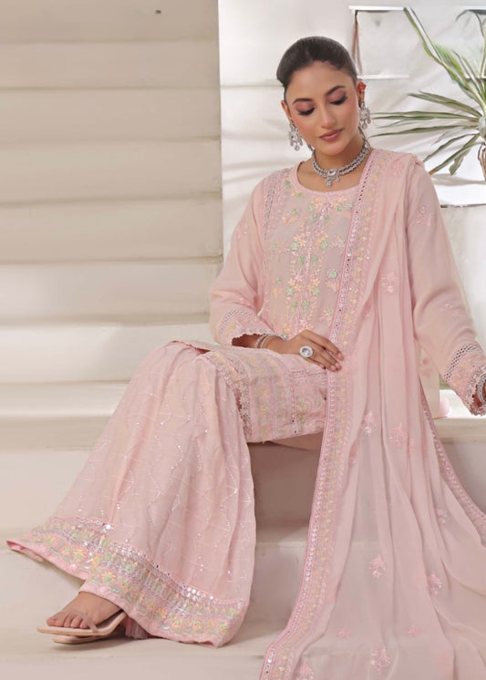 MCWU103-CHIFFON EMBROIDERED GHARARA COLLECTION