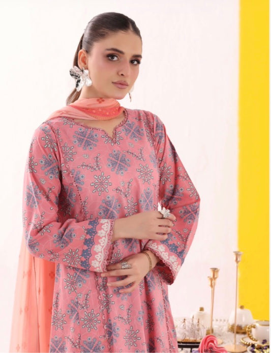MCAF104-PREMIUM LAWN EMBROIDERED  GOWN SUIT WITH CHIFFON DUPATTA